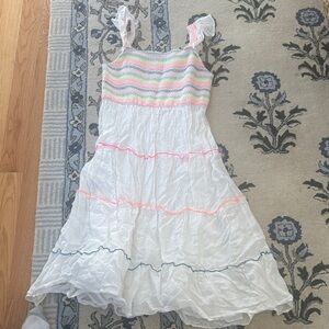 Vineyard Vines Striped White Dress with Pastel Accents